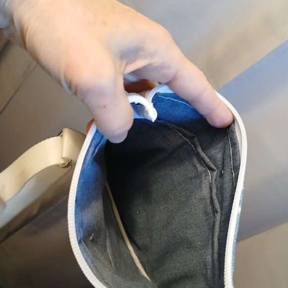 New Travel Sling Shoulder bag Blue White floral Roses Canvas Lacy Zip Purse Chic - Picture 12 of 13